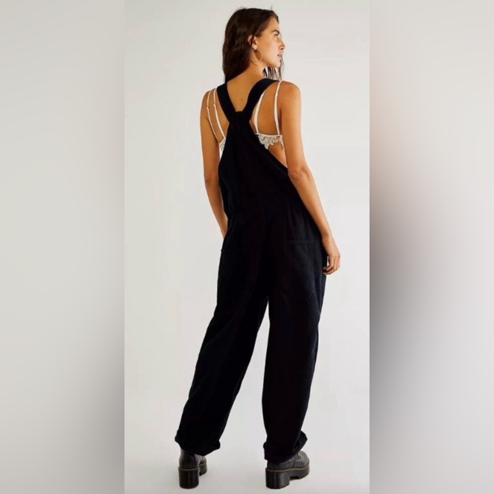 Free People Hunter Denim Overalls Jumpsuit One Piece Black - Picture 3 of 9